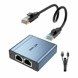 MT-VIKI LAN Splitter 1 auf 2 Netzwerkverteiler 2 Port RJ45 Netzwerk WLAN Verteiler Ethernet Switch für Computer Router Set-Top Box Digital TV 1000Mbps mit USB-Stromkabel 2 Port blau Angebot bei HelloDeals