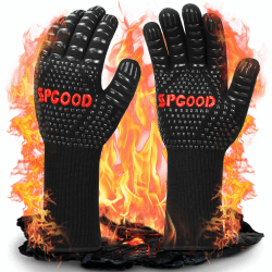 SPGOOD Grillhandschuhe hitzebeständig 800°C für BBQ (Schwarz,L/XXL) Schwarz L/XXL Angebot bei HelloDeals
