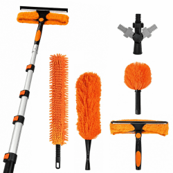 6M Teleskop Staubwedel Set, 6-teiliges Reinigungsset mit Aluminium Teleskopstange, Fensterabzieher, Mikrofaser Staubwischer & Spinnwebenbesen, Waschbares Hochdecken Reinigungsset Angebot bei HelloDeals