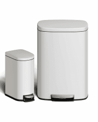 GarveeHome 50 Liter- und 10 Liter-Metallmülleimer-Set, rostfreier Küchen Mülleimer mit Deckel, pedalbetätigter Mülleimer mit Inneneimer, Griff an der Rückseite, Weiß Weiß 50L+10L Angebot bei HelloDeals