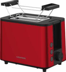 Grundig - TA 8340 Toaster für 2 Scheiben - 950 Watt Leistung - Variable Röstgradkontrolle - Auftau- und Aufwärmfunktion - Integrierter Brötchenaufsatz - Edelstahl-Gehäuse - Rot Style 2024 Angebot bei HelloDeals