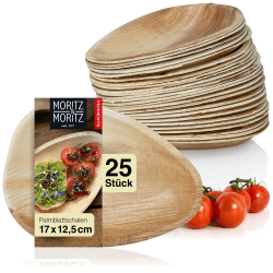 Moritz & Moritz Palmblatt Schale oval 17 x 12 cm - 25 Nachhaltige Einwegschalen - Alternative zu Bambusschalen und Bambusgeschirr 25x Oval 17x12cm Angebot bei HelloDeals