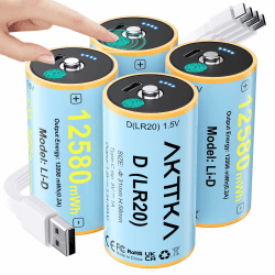 Mono D Batterien Wiederaufladbar 12580mWh, 1,5V Li-Ion, LR20, 4er Blau Angebot bei HelloDeals