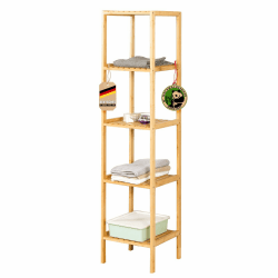 Floordirekt Bambus Regal, schmales Standregal für Badezimmer, Schlafzimmer, Wohnzimmer, Holzregal mit 3/5 Etagen, Regal Größe 34 x 33 x 146 cm (Lowa) (5 Etagen) Angebot bei HelloDeals