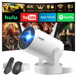 Mini Beamer 4K Unterstützt mit WiFi 6 BT5.4 integrierten Apps Android 14 TV Beige Angebot bei HelloDeals
