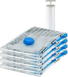 Amazon Basics Vakuum-Kompressionsbeutel, Aufbewahrungsbeutel, mit Handpumpe, Reißverschluss, Größe X-Jumbo, 4-er Pack, für Kleidung, Transparent 4x X-Jumbo (120 x 80 cm) Angebot bei HelloDeals