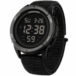 PINDOWS Herren Digitaluhr, 50M Wasserdicht Militär Taktisch Outdoor Sport Schwarz Angebot bei HelloDeals