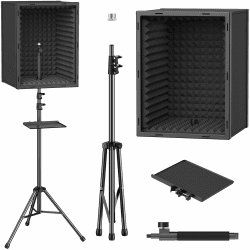 TONOR Microphone Isolation Shield for Studio, Framed Acoustic Foam Box for Recording, Tripod Stand Mic Filter for Sound Absorbing, Professional Vocal Booth, Adjustable Height, Podcast, Singing, 190 cm Angebot bei HelloDeals