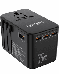 LENCENT 75W Universal Reiseadapter, GaN Internationales Schnellladegerät Angebot bei HelloDeals