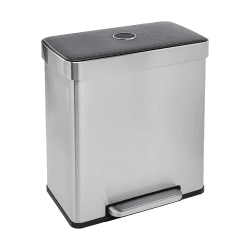 Amazon Basics Rechteckig Recycling-Mülleimer mit 2 Fächern, 60 l, Silberfarben Angebot bei HelloDeals