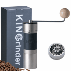 【Silber】KINGrinder K6 Manuelle Kaffeemühle, gerader Griff, Stahlmahlwerk Angebot bei HelloDeals