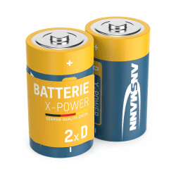 Ansmann X-Power Alkaline Batterie Mono D LR20 Longlife Alkalibatterie für extrem hohen Strombedarf (2er Pack), Schwarz, 2 Stück Angebot bei HelloDeals