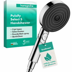hansgrohe Pulsify Select S - wassersparender Duschkopf 6,9 l/min (EcoSmart), Handbrause mit 3 Strahlarten, 105 mm Duschbrause, Sparduschkopf mit Antikalk-Funktion, Chrom, 24111000 Chrom 3 Water-Saving Spray Patterns Modern Angebot bei HelloDeals