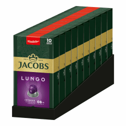 Jacobs Kaffeekapseln Lungo Intenso, Intensität 8/12, 10 x 10 Getränke, Nespresso* kompatible Kaffee Kapseln, 100 Kapseln 52 g (10er Pack) Angebot bei HelloDeals