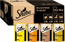 SHEBA Katzenfutter nass - 72x85g Portionsbeutel - Geflügel Variation in Gelee - Nassfutter für Katzen - 1 Großpackung 6.12 kg (1er Pack) Angebot bei HelloDeals