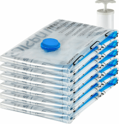 Amazon Basics Vakuumbeutel für Kleidung mit Luftdichtem Ventil und Handpumpe - Jumbo, 6er-Pack, Reißverschluss, Durchsichtig 6x Jumbo (100 x 76 cm) Angebot bei HelloDeals