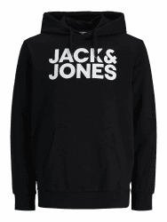 JACK & JONES Hoodie Herren Regular Fit JJEADRIAN Plus Size Kapuzenpullover L - Black Angebot bei HelloDeals