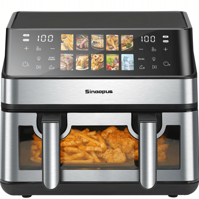 Air Fryer 9L 2000 W, Heißluftfritteuse 2 Kammern mit kühlem Griff 903a-schwarz Angebot bei HelloDeals