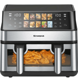 Air Fryer 9L 2000 W, Heißluftfritteuse 2 Kammern mit kühlem Griff 903a-schwarz Angebot bei HelloDeals