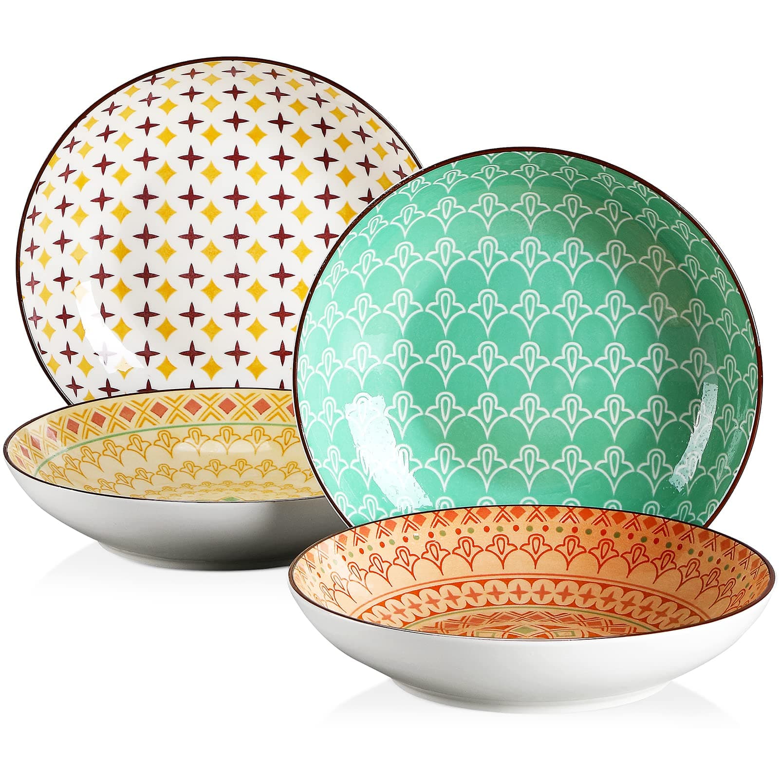vancasso Suppenteller Porzellan, Tulip 4 teilig Tiefteller bunt, Ø 21,5 cm, Füllmenge 700 ml Geschirr Tellerset Suppenschalen 4 pièces Tulip Angebot bei HelloDeals
