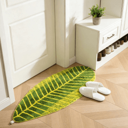 Blattförmige Grüne Badezimmermatte, TPR Rutschfeste Badvorleger, 45x120cm Blattförmige Grüne Badematte, 45 X 120 Cm Angebot bei HelloDeals