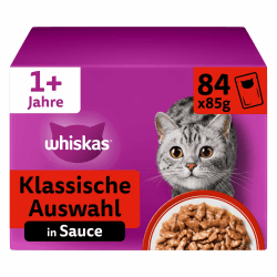 WHISKAS Nassfutter in Sauce für Katzen 84 x 85g Klassische Auswahl 7.14 kg (1er Pack) Angebot bei HelloDeals