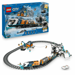 LEGO City Trains Arktis-Polarexpress - Spielzeug mit ferngesteuertem Zug - Schneepflug, 22 Gleissegmente, 6 Minifiguren & Felssturz-Funktion – Geschenk für Jungen & Mädchen ab 7 Jahren - 60470 Explorers' Arctic Polar Express Train 60470 Angebot bei HelloDeals