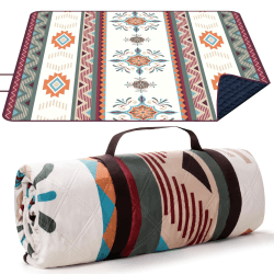 LARUTAN Outdoor Picknickdecke Boho, 200x200cm Stranddecke Sandfrei, Tragbare Waschbar Strandunterlage Picknickdecke für Trocken Strand, BBQ, Picknick, Wandern, Reisen Campingdecke Grün Grün 200 x 200 cm (Rechteckiges Prisma) Angebot bei HelloDeals