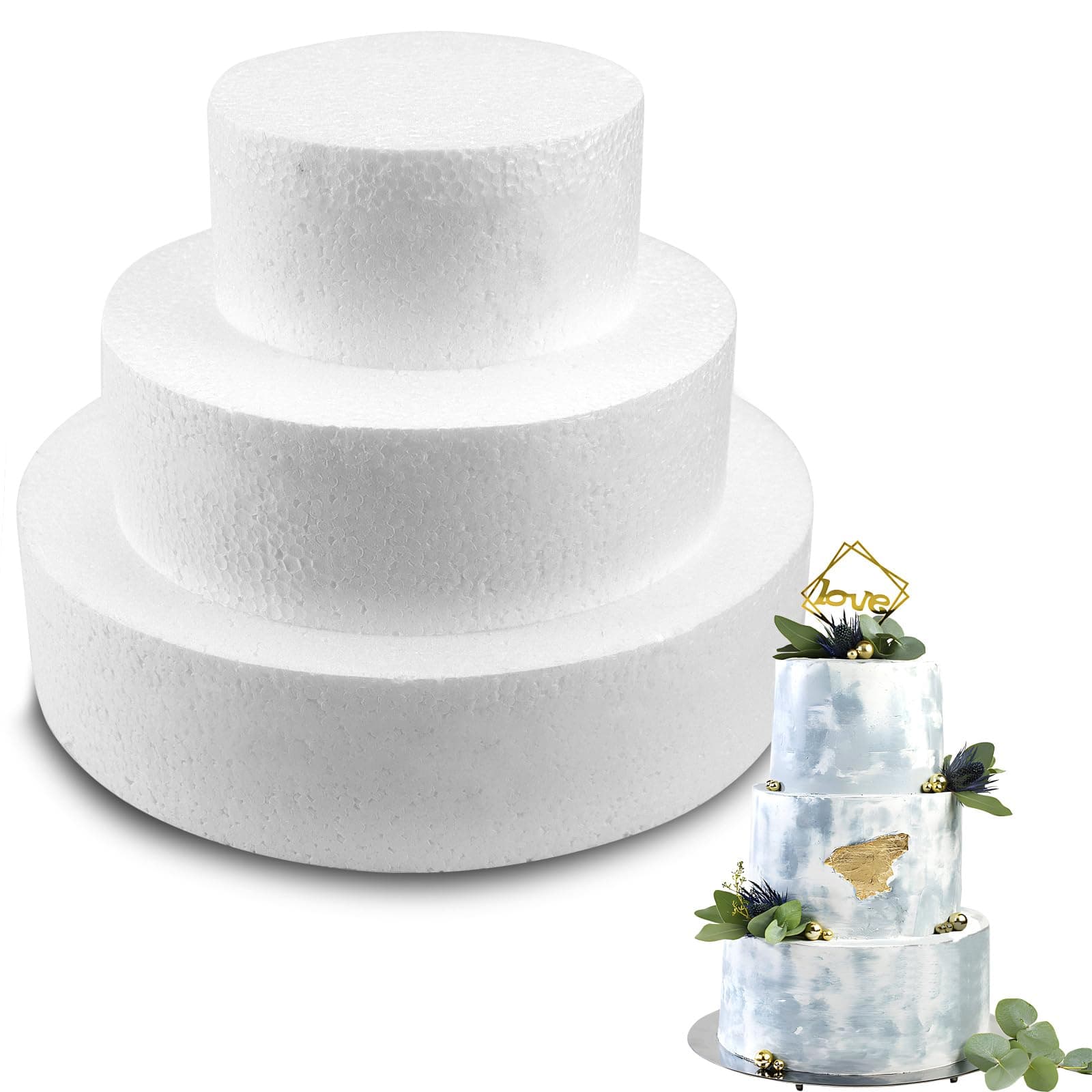 Styropor Torte 3 Stöckig Styropor Set 10cm 15cm 20cm Styroportorte (Runde) Angebot bei HelloDeals