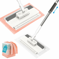 Wischmopp mit Druck-Klemm-System, 12 Mikrofasertücher, Teleskopstiel Mini Wischmopp mit Druck-klemm-system（mit 12 Stoffstücken） Angebot bei HelloDeals