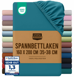 Utopia Bedding - Spannbettlaken 160x200cm - Denim Blau Denim Blau 160X200 cm Angebot bei HelloDeals