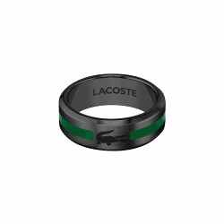 Lacoste Ring für Herren Kollektion LACOSTE BASELINE aus Edelstahl, verfügbar aus Silber oder Schwarz Size: 64 Black Angebot bei HelloDeals