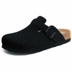 Litfun Wildleder Clogs für Damen weiches Fußbett Pantoletten 39 EU Schwarz Angebot bei HelloDeals