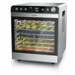 Arendo - Dörrautomat Edelstahl mit 10 Edelstahlgitter - 8400 cm² - Dörrgerät Dehydrator Obsttrockner Dörrapparat - Obst Fleisch Pilze uvm B: 10 Fach Angebot bei HelloDeals