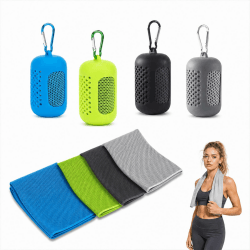 Kühlendes Handtuch 4er Set,Cooling Towel aus Mikrofaser,Schnelltrocknendes Sporthandtuch mit Verdunstungskälte, Kühlhandtuch für Fitness,Yoga,Laufen,Gym,Reise & Outdoor,30x90 cm,mit Silikonhülle,Black Angebot bei HelloDeals