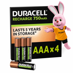 DURACELL AAA Wiederaufladbare Batterie (4 Stück) 1.2V, 750 mAh NiMH Größe AAA - 750 mAh Akkus 4 Stück Angebot bei HelloDeals