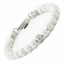 10:10 Herren-Armband mit Natursteinen, 8 mm, verstellbar, robust und bequem, hergestellt in Italien Aulite Weiß Angebot bei HelloDeals