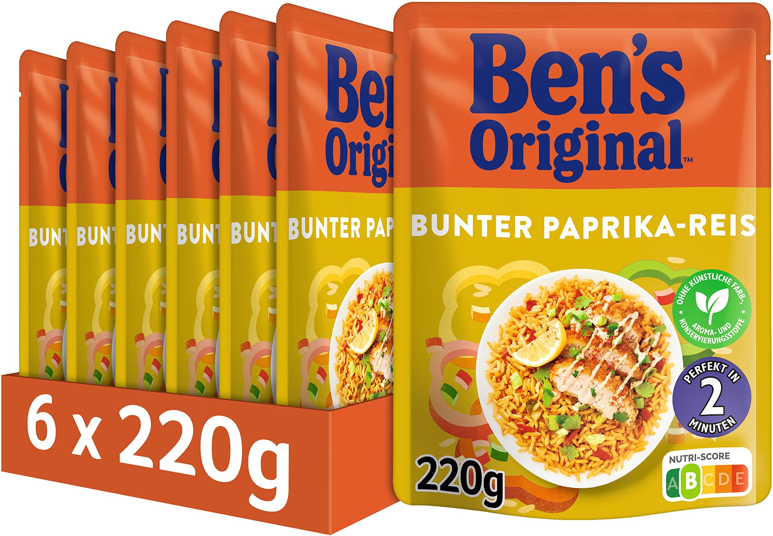 Ben's Original Express Reis Bunter Paprika 6 x 220g, Multipack 220 g (6er Pack) Bunter Paprika Reis Angebot bei HelloDeals