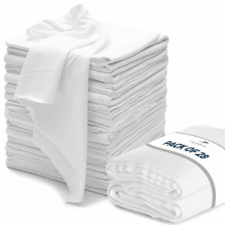 Valengo Fusselfreie Lappen, 100% Baumwolle, für die Reinigung von Lappen, Baumwolltuch, weiche T-Shirts, fusselfreies Tuch für Gusseisen, Holzflecken, Staublappen, 43.2x43.2 cm, 28 Stück 43,2 x 43,2 cm (Pack of 28) White Angebot bei HelloDeals
