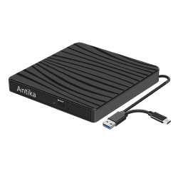Antika Externes DVD Laufwerk USB 3.0 Type-C Tragbar CD DVD Brenner Optical Drive DVD Laufwerk DVD/CD +/-RW Externes CD Laufwerk für Laptop Desktop mit Win11/Win10/Win8/Apple MacPro/MacBook/OS BLACK.zebra Angebot bei HelloDeals