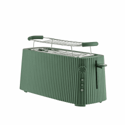 Alessi Plissé MDL15 GR - Langer Doppelfach-Toaster, aus Thermoplastischem Harz, Brötchenaufsatz aus Edelstahl 18/10 und Thermoplastischem Harz, Europäischer Stecker 1700 W, Grün One size Grün Angebot bei HelloDeals