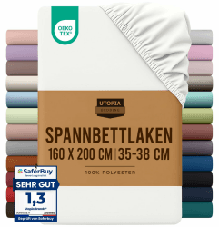 Utopia Bedding - Spannbettlaken 160x200cm - Weiß Weiß 160X200 cm Angebot bei HelloDeals