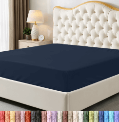 Utopia Bedding Queen-Size-Spannbetttuch – Bettlaken – Tiefe Tasche – weiche Mikrofaser – schrumpf- und lichtbeständig – pflegeleicht – nur 1 Spannbetttuch (Marineblau) Queen Navy Angebot bei HelloDeals