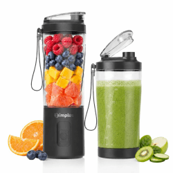 SIMPLUS Tragbarer Mixer 800ml Smoothie Maker To Go, USB-C Mini Mixer mit 6 Edelstahlklingen, kabelloser Blender für Shakes, Milchmixgetränke, weiche Früchte & kleine Eisstücke, BPA-frei Schwarz / Weiß Angebot bei HelloDeals