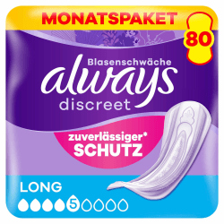 Always Discreet Einlagen Long Monatspaket 80 Einlagen, 8x10 Stück 20 Stück (4er Pack) Angebot bei HelloDeals