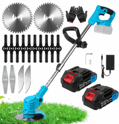 Rasentrimmer mit Akku,Akku-Rasentrimmer für Makita-Akkus mit 4 Klingentypen Blau Angebot bei HelloDeals