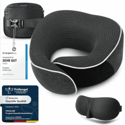 Proglobe Nackenkissen Flugzeug, Reisekissen 100% Memory Foam, Dunkelgrau Angebot bei HelloDeals