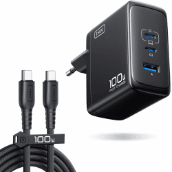 INIU USB C Ladegerät, 100W 3-Port Laptop Schnellladegerät mit 1.5m Kabel Schwarz Angebot bei HelloDeals