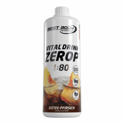 Best Body Nutrition ZEROP Vital Zuckerfreies Getränkekonzentrat Sirup Eistee-Pfirsich Ohne Aspartam 1 L ergibt 80 L Getränk Fitness Drink mit Vitaminen B1 B6 Niacin Kalorienarm Wassersprudler Eistee Pfirsich 1 l (1er Pack) Angebot bei HelloDeals
