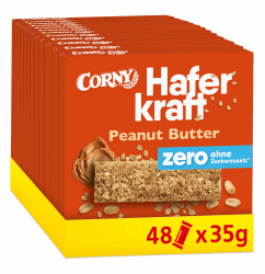 Haferriegel Corny Haferkraft Zero Peanut Butter | Vegan | 134 kcal | 48x35g Einzelriegel Peanut-Butter Angebot bei HelloDeals
